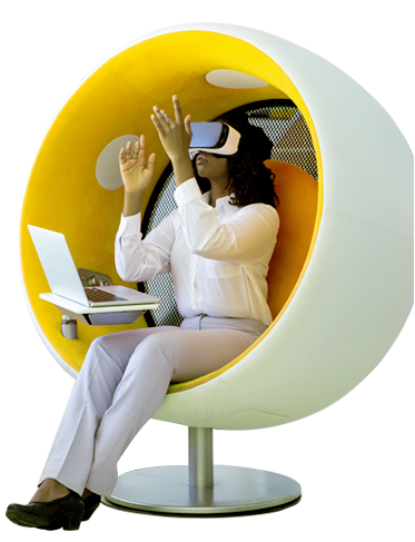 lady in VR pod